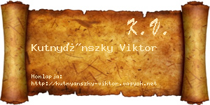 Kutnyánszky Viktor névjegykártya