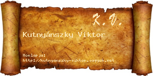 Kutnyánszky Viktor névjegykártya
